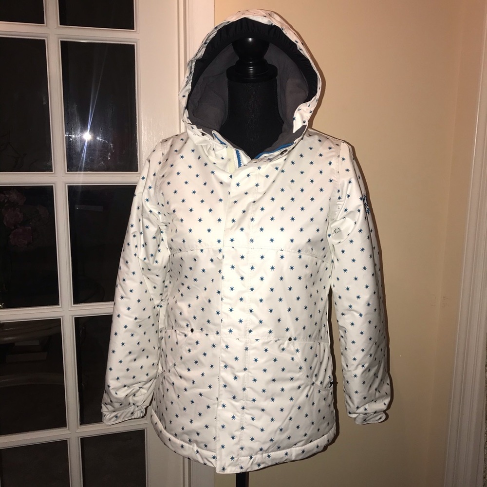 BONFIRE Level1 10K Starlight Snowboard Long Snow White Jacket Sz L